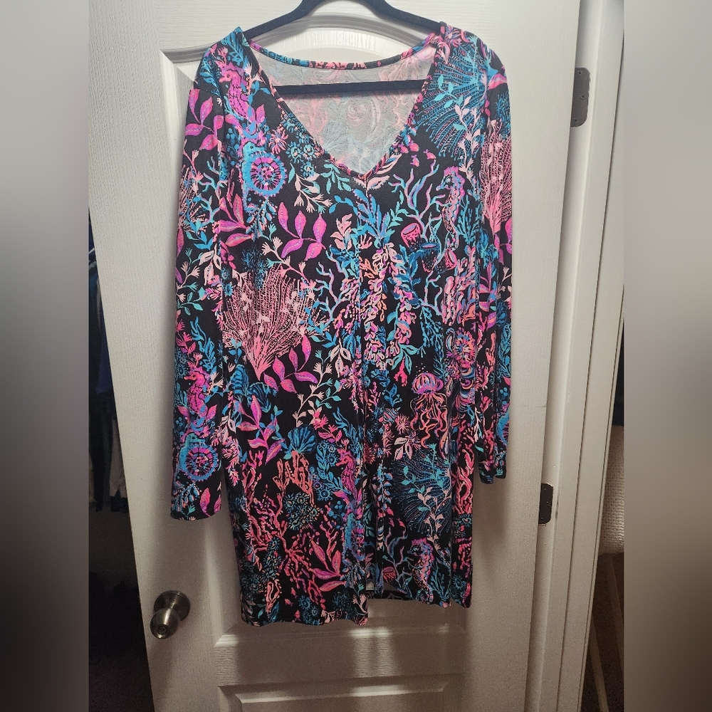 Lilly Pulitzer Etta V-Neck Dress Long Sleeves!